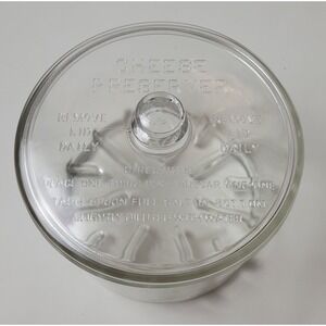 Vintage Sanitary Clear Glass Cheese Preserver Jar with Embossed Lid